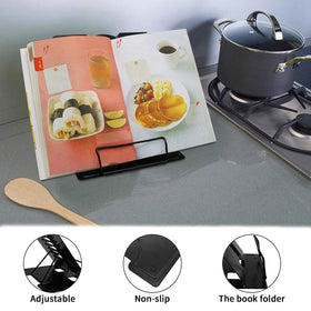 Citmage desk book stand tilted at multiple angles for comfortable reading.