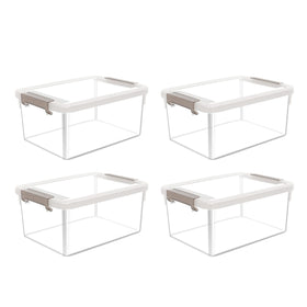 Citylife four-pack small storage bins with lids, clear to quickly identify contents.