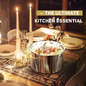 Ciwete 18/10 stainless interior for smooth cooking and easy cleanup.