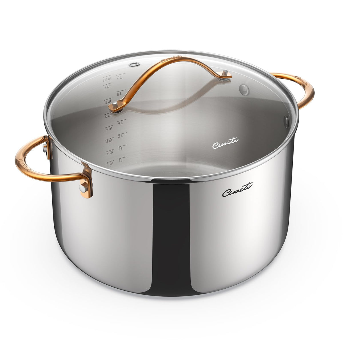 Ciwete 8-quart stock pot with lid for simmering stock and broths