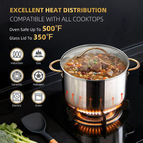 Ciwete stock pot with copper handle provides secure grip