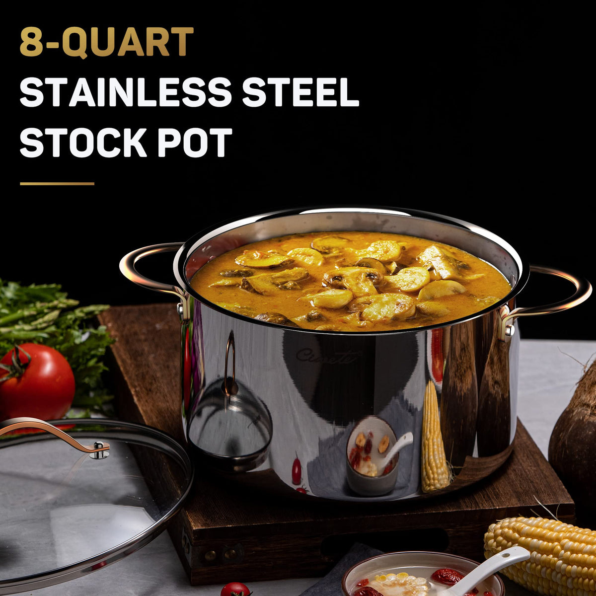 Ciwete dishwasher-safe and oven-safe stock pot up to 500°F for flexibility.