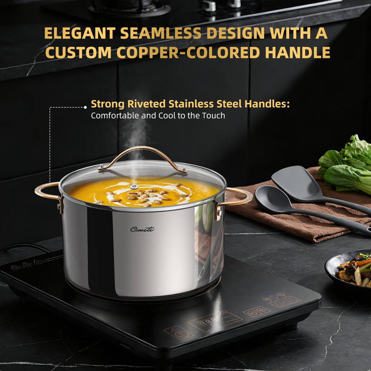 Ciwete induction-compatible stock pot for versatile heat sources