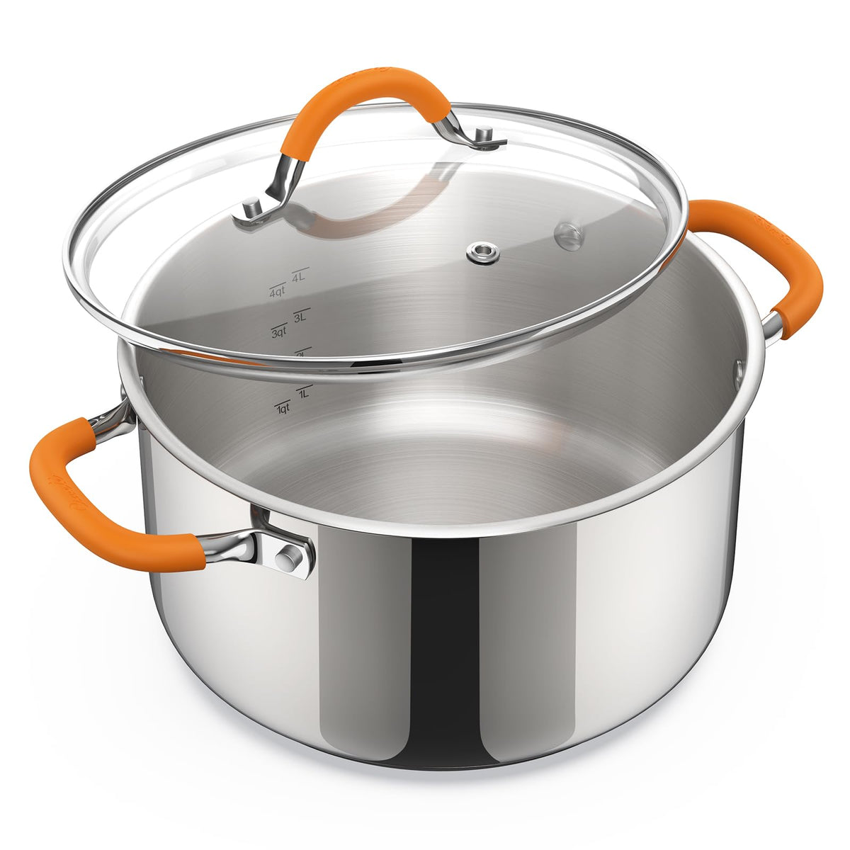 ciwete 5.2-quart stock pot front view showing durable stainless steel construction.