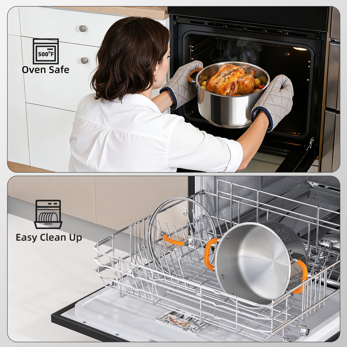 ciwete stock pot compatible with all cooktops and dishwasher safe for easy cleanup.