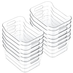 CiWiVOKi 12 pack clear storage bins on pantry shelf for easy visibility