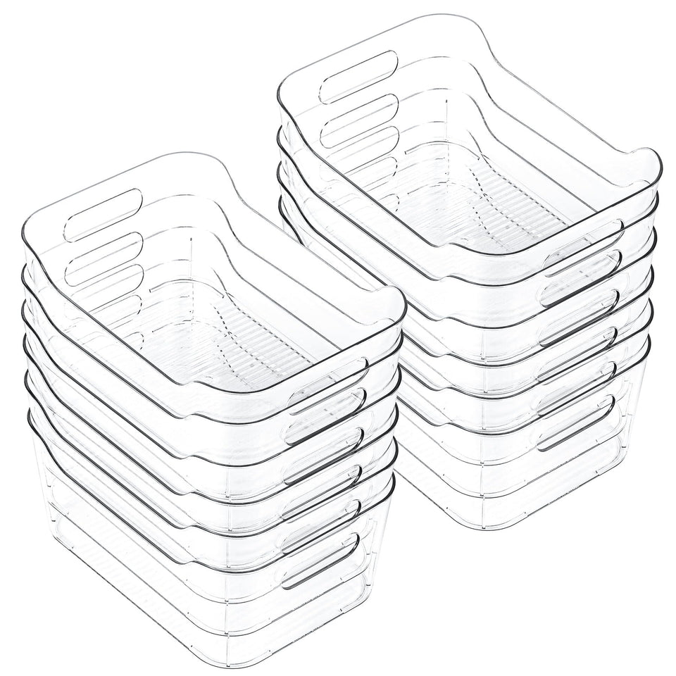 CiWiVOKi 12 pack clear storage bins on pantry shelf for easy visibility