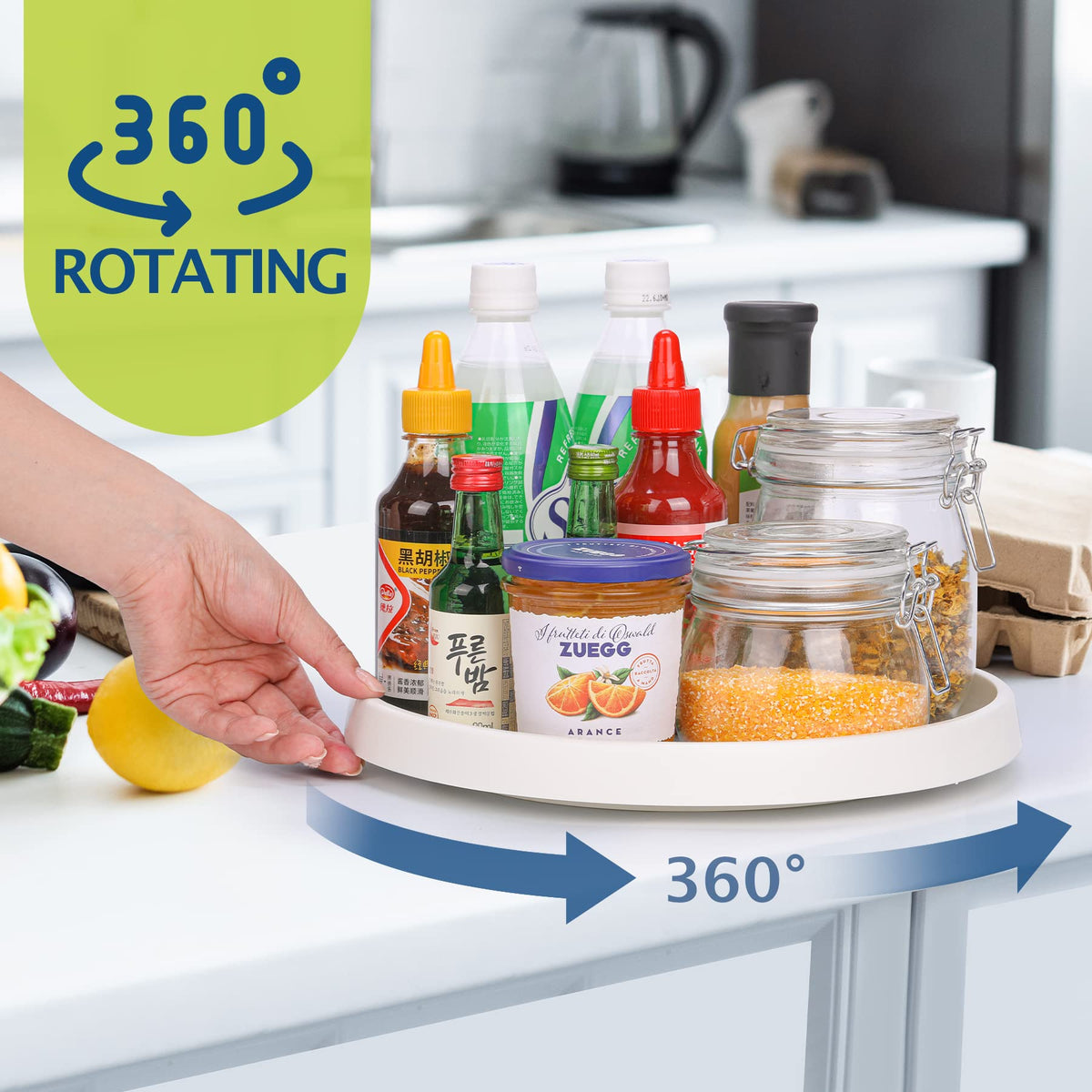 CiWiVOKi non-skid beaded surface keeps items in place during rotation