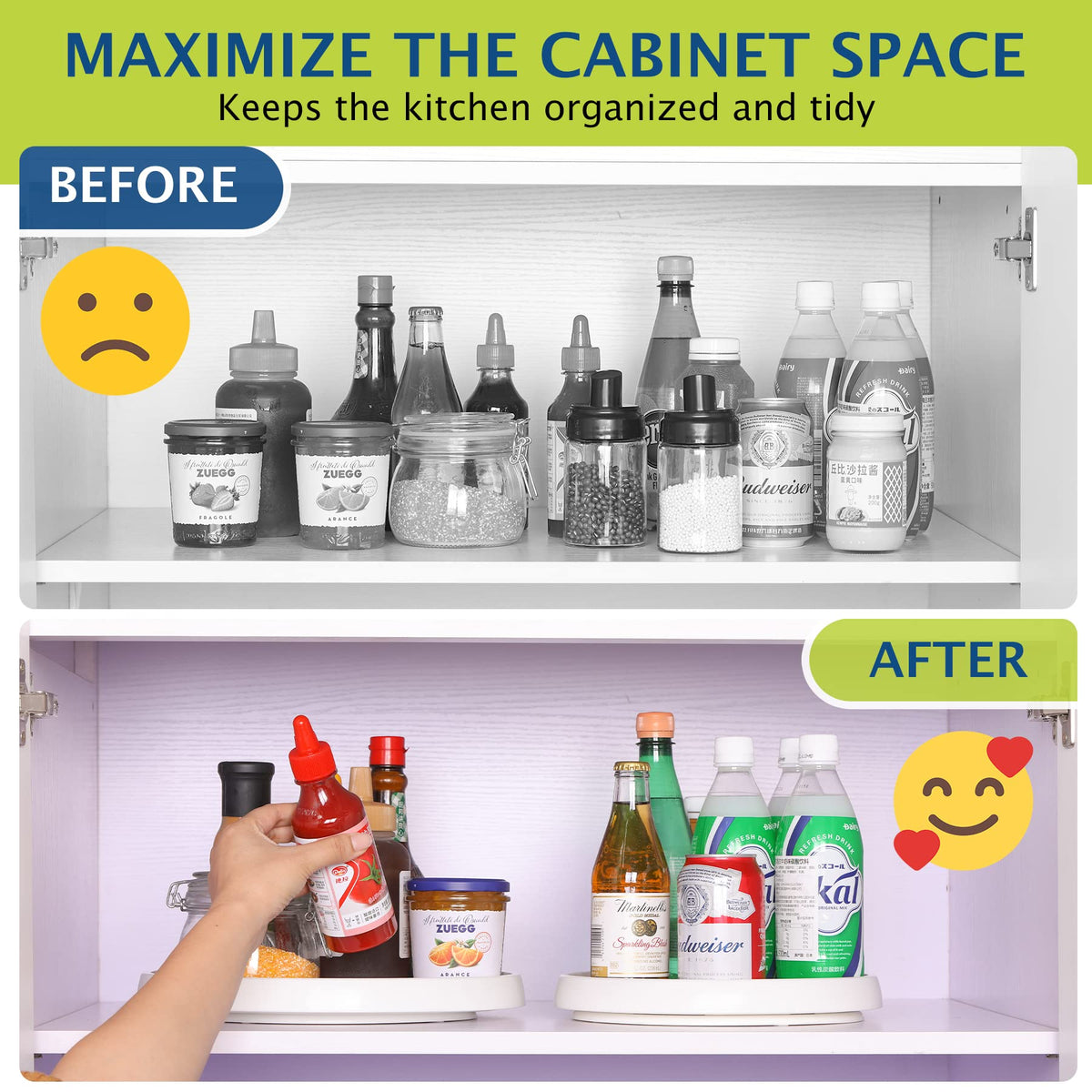 CiWiVOKi pantry storage organization maximizes cabinet space