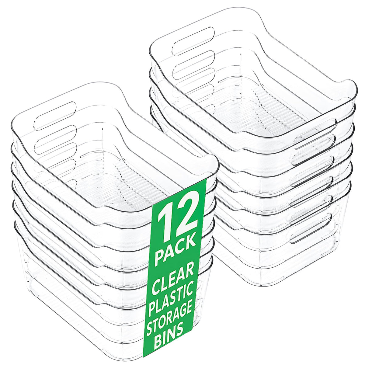 CiWiVOKi 12-pack clear bins keep kitchen organized at a glance