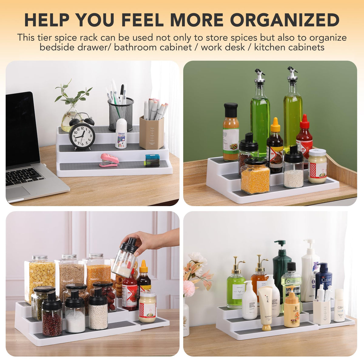CiWiVOKi two-pack spice rack organized across multiple spaces
