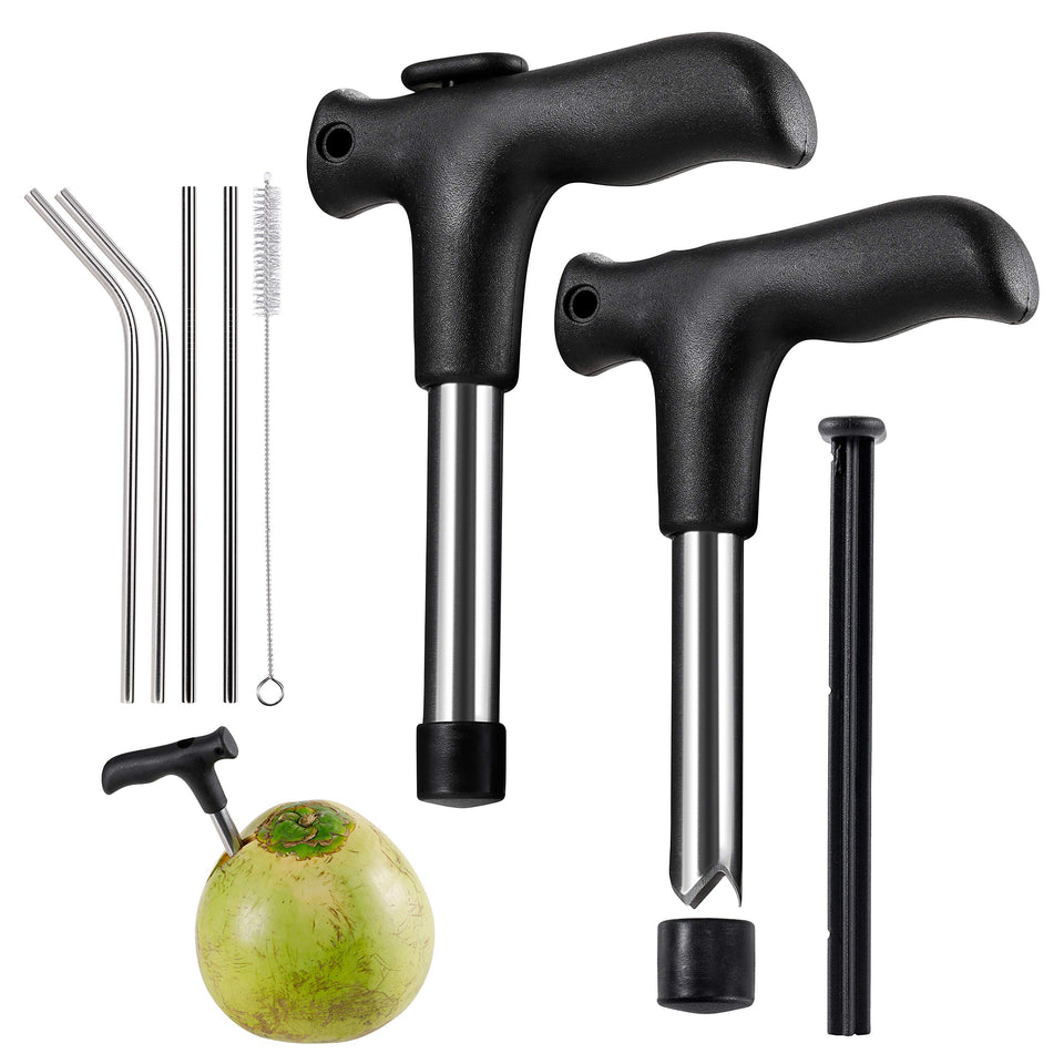 CJFocus coconut opener 2-pack shows quick, safe coconut water access