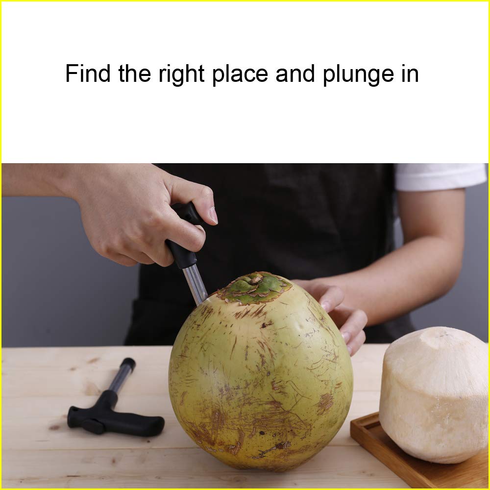 CJFocus coconut opening tool close-up highlighting safe grip and precise hole