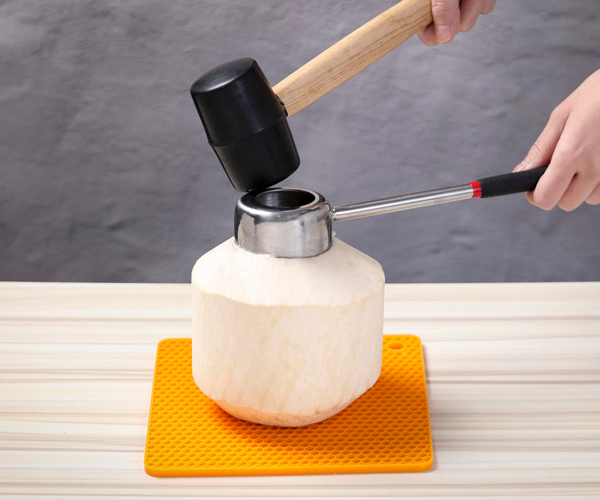 CJFocus coconut shell punch knife close-up shows sharp, efficient design
