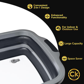CK GOLD tub stores neatly in kitchen or RV cabinets