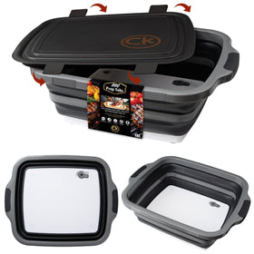 CK GOLD New XL collapsible BBQ prep tub with lid for mess-free outdoor grilling