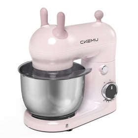 CKEMU stand mixer pink front view highlights compact design for small kitchens.