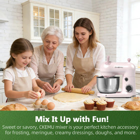 CKEMU stand mixer stainless bowl 3qt emphasizes durability and easy cleanup.