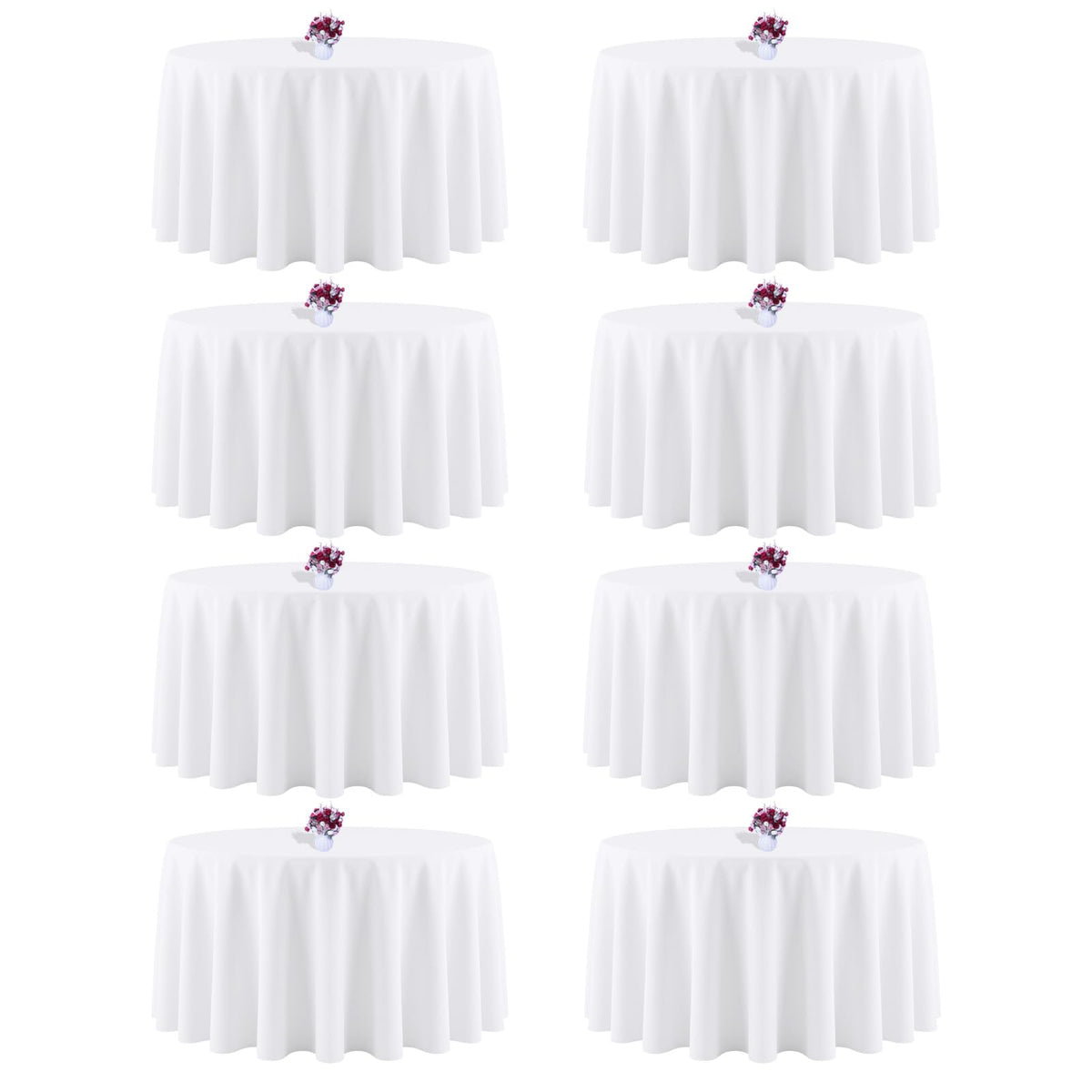 CKIKU 8-pack 90-inch round tablecloth, white, ready for events and economical