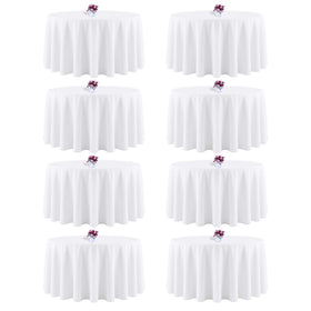 CKIKU 8-pack 90-inch round tablecloth, white, ready for events and economical