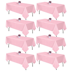 CKIKU 8-pack pink tablecloth for 60x102 inch rectangles with soft drape.