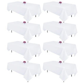 CKIKU 8-pack white tablecloth 60x102 inch for bulk, economical table cover.
