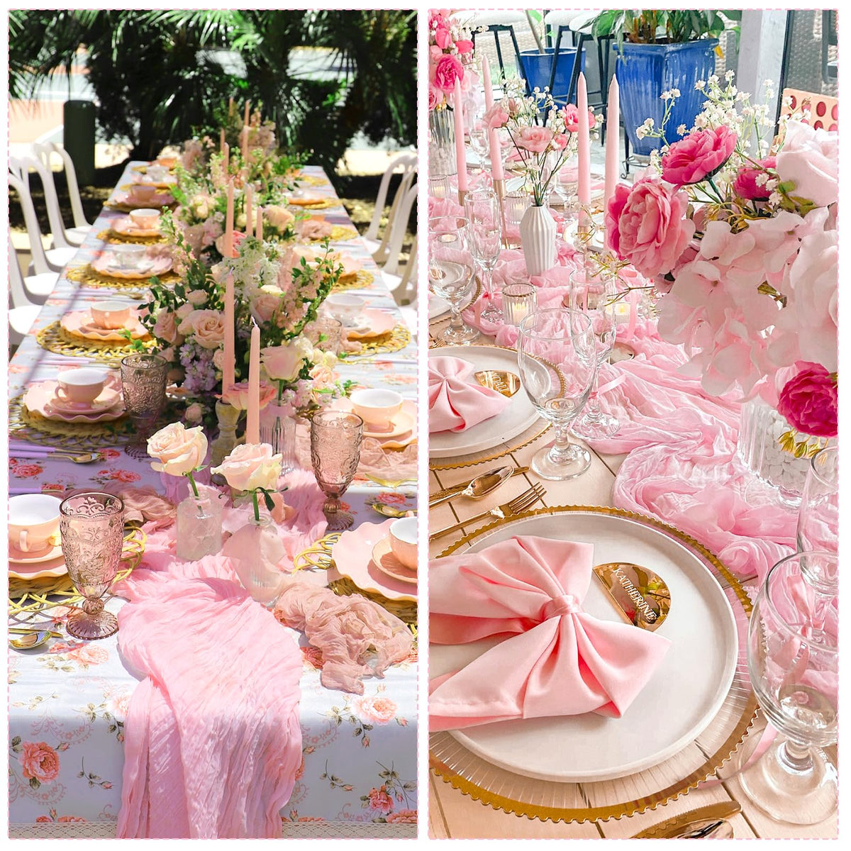 CKIKU baby shower pink table runner adds gentle color and texture