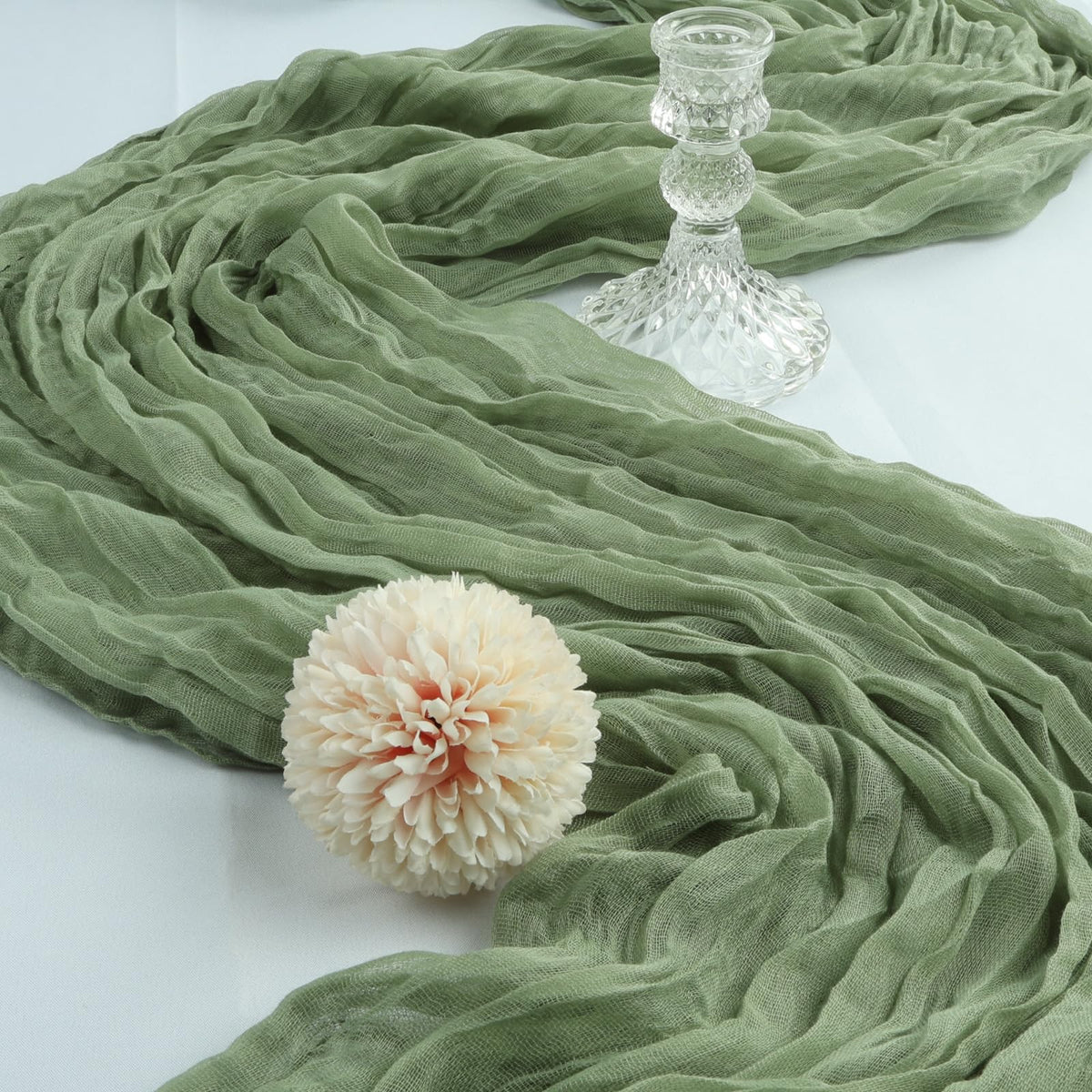 CKIKU boho draped table runner showcasing elegant vintage gauze
