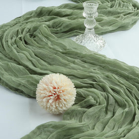 CKIKU boho draped table runner showcasing elegant vintage gauze