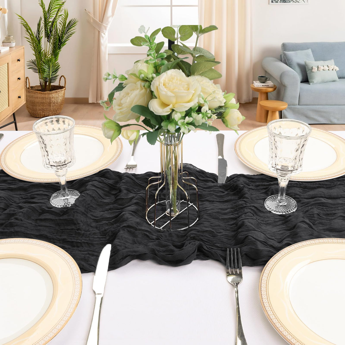 CKIKU draped table runner for holidays and seasonal celebrations