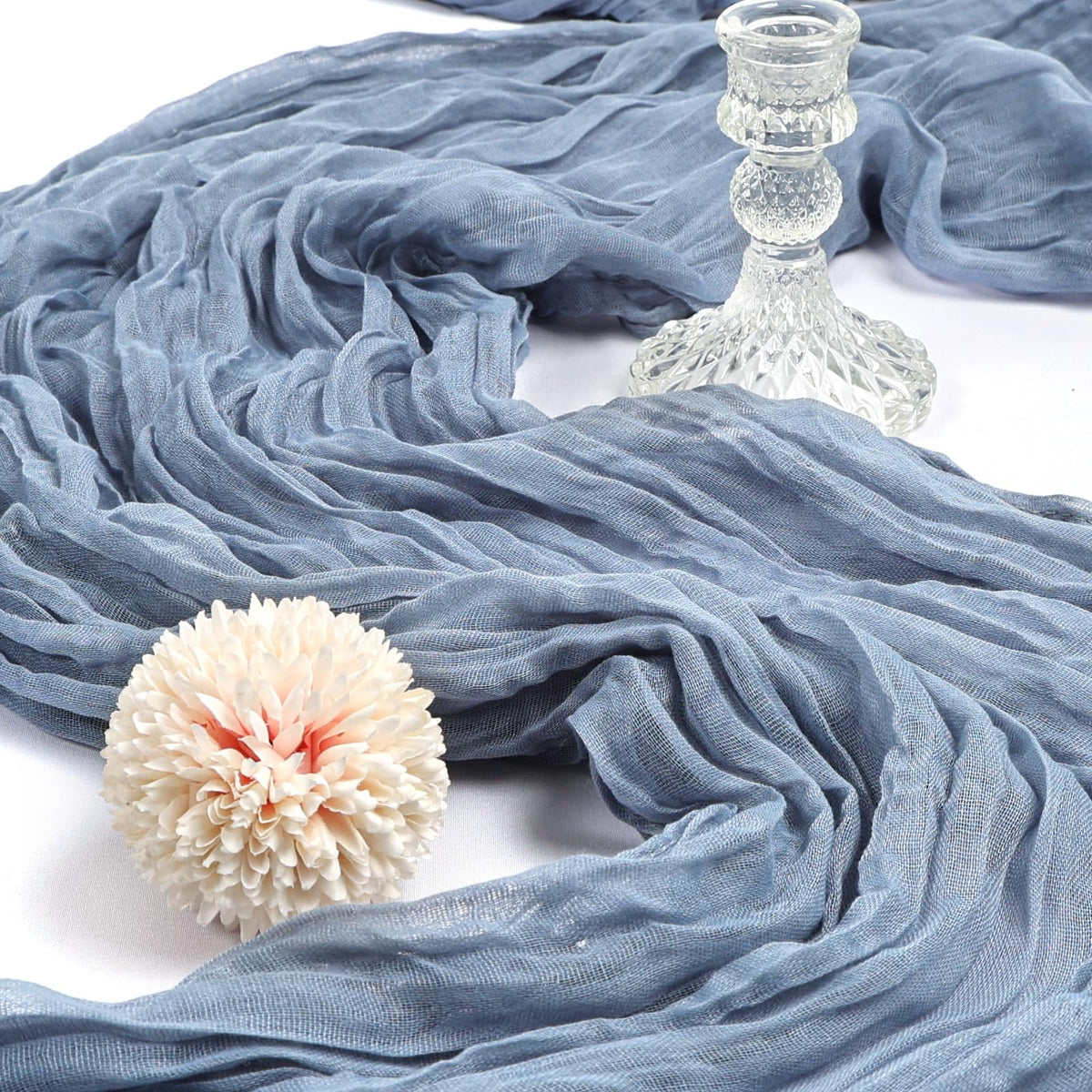 CKIKU dusty blue cheesecloth runner versatile decor for weddings and holidays