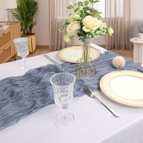 CKIKU dusty blue wedding arch decor option with gauze runner