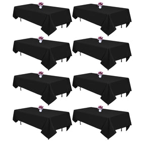 CKIKU eight-pack black tablecloth drapes a 60x102 inch table