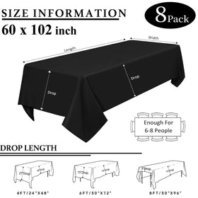 CKIKU rectangular 6ft tablecloth drape for events
