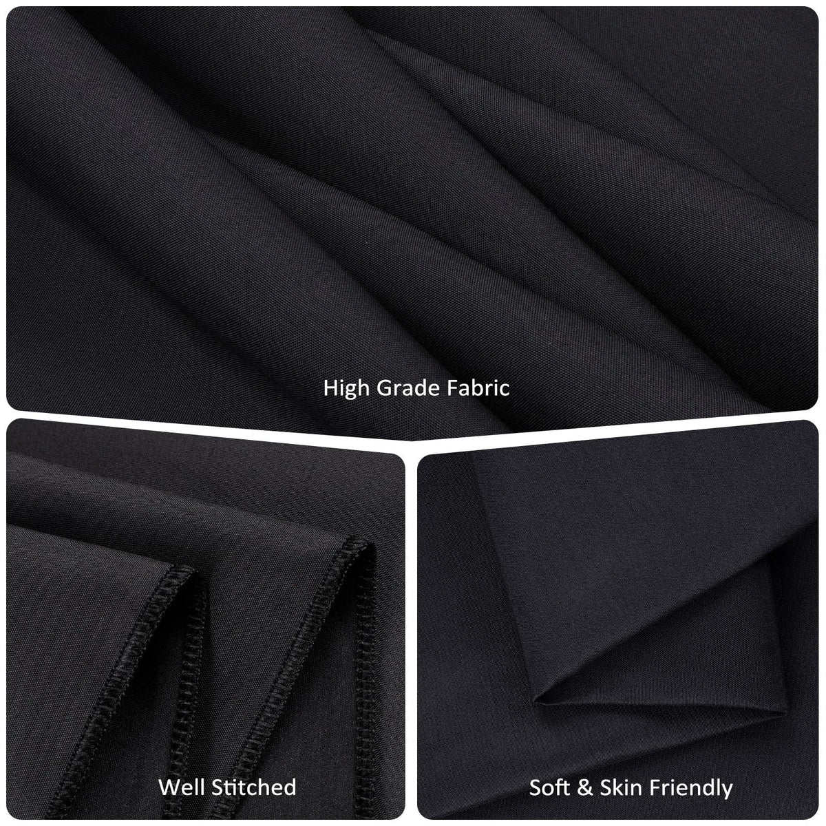 CKIKU wedding banquet setup with black round tablecloths
