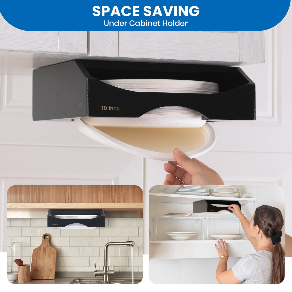 CKIU black under-cabinet mount with adhesive install for quick setup.