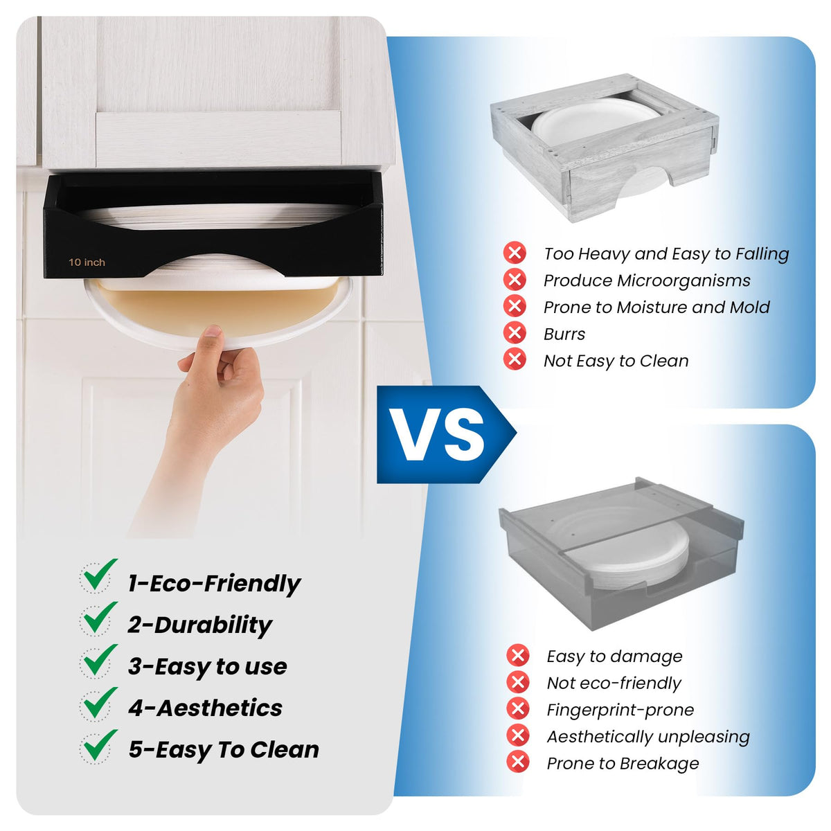 CKIU easy-clean bamboo surface wipes clean after meals.