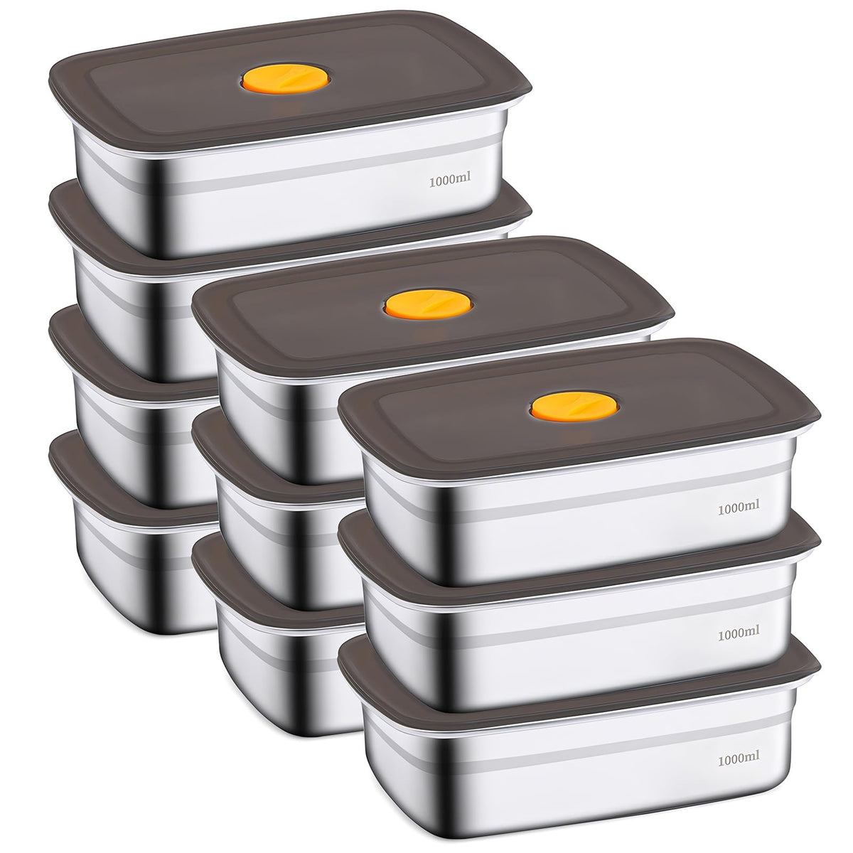 clamder 10-pack stainless steel containers for meal prep and leftovers