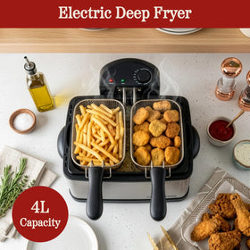 Classic Cuisine deep fryer large basket for bigger batches of fries or chicken.