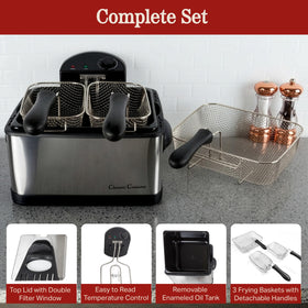 Classic Cuisine deep fryer with a small basket for quick individual portions.