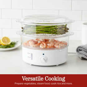 Classic Cuisine electric steam cooker with timer for precise doneness.