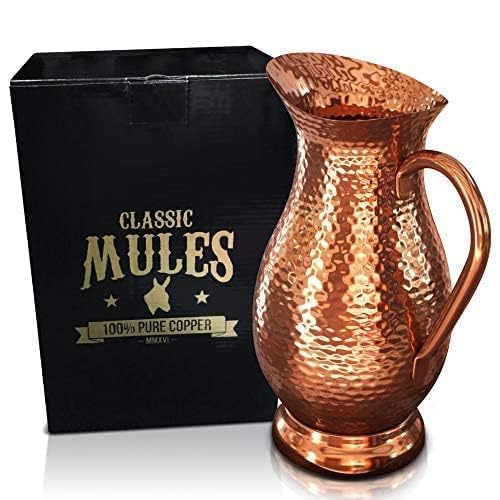 Classic Mules Pure Copper Pitcher 70oz with durable unlined body for water service