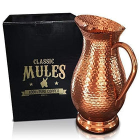 Classic Mules Pure Copper Pitcher 70oz with durable unlined body for water service