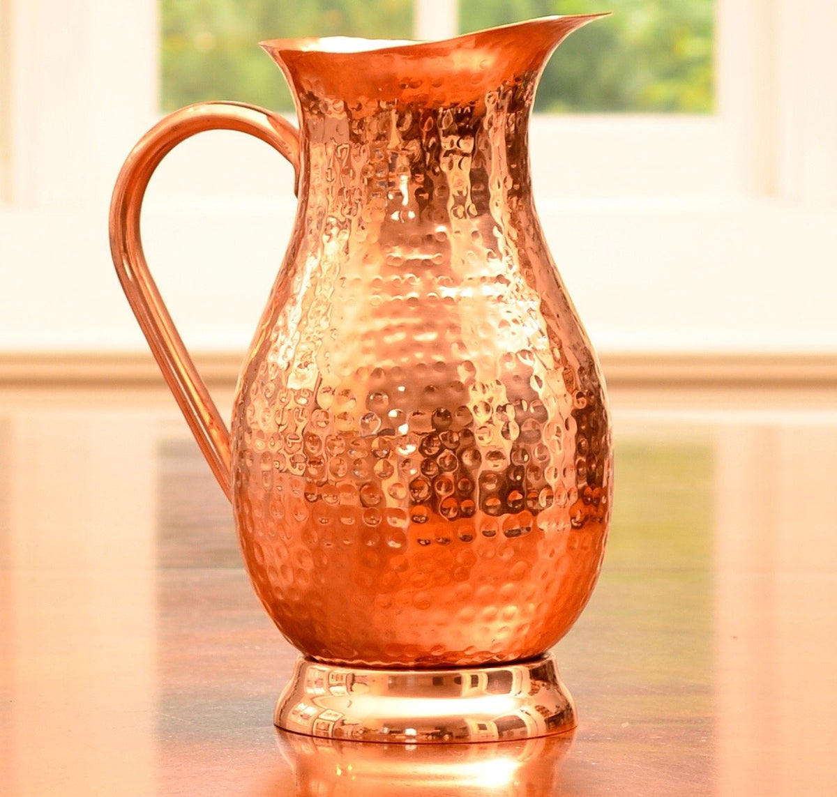 Classic Mules Pure Copper Pitcher handle closeup highlights 100% copper craftsmanship