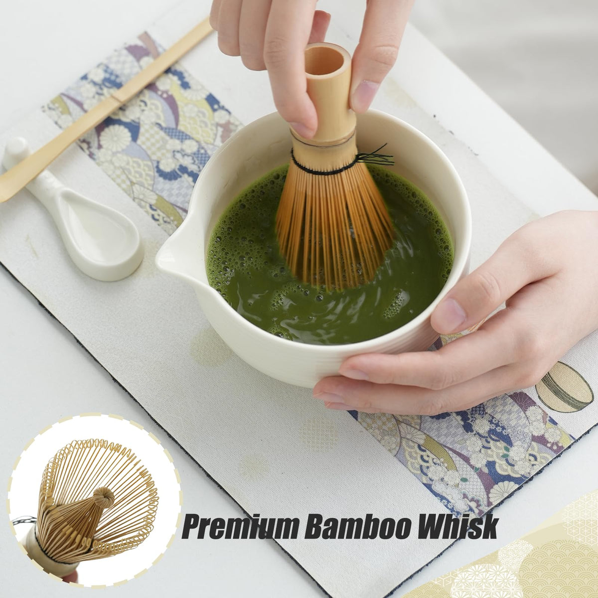 Clay&Fire bamboo powder scoop for precise, mess-free serving.