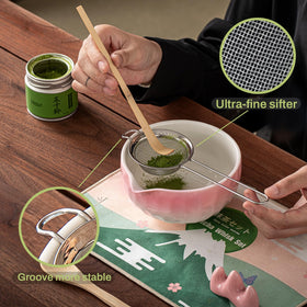 Clay&amp;Fire bamboo scoop for precise matcha measurement.