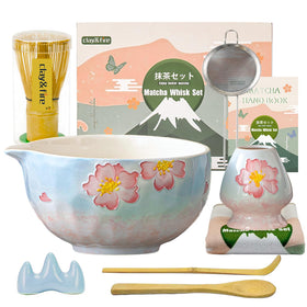 Clay&Fire cherry blossom matcha bowl with textured finish for elegant ceremonies and easy cleanup.