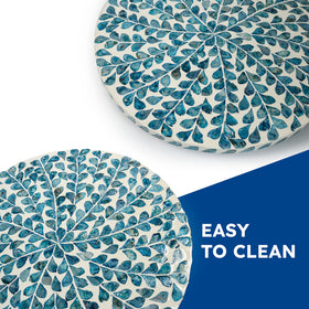 CLAYNIX Lazy Susan capiz-shell inlay adds seaside charm to kitchen décor.