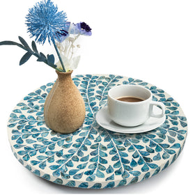 CLAYNIX Lazy Susan countertop with capiz pattern adds elegant organization for spices.