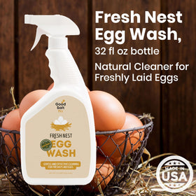 Spray applied to eggs to remove dirt with a natural, chemical-free solution